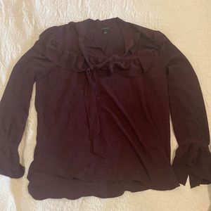 LOFT maroon sheer poly blouse